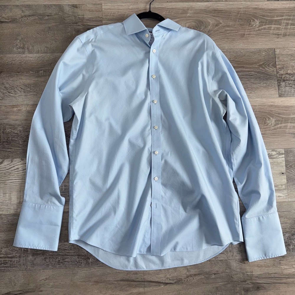 Charles Tyrwhitt Classic Fit Shirt Mens Size 16.5 35 Sky French Cuff Non Iron